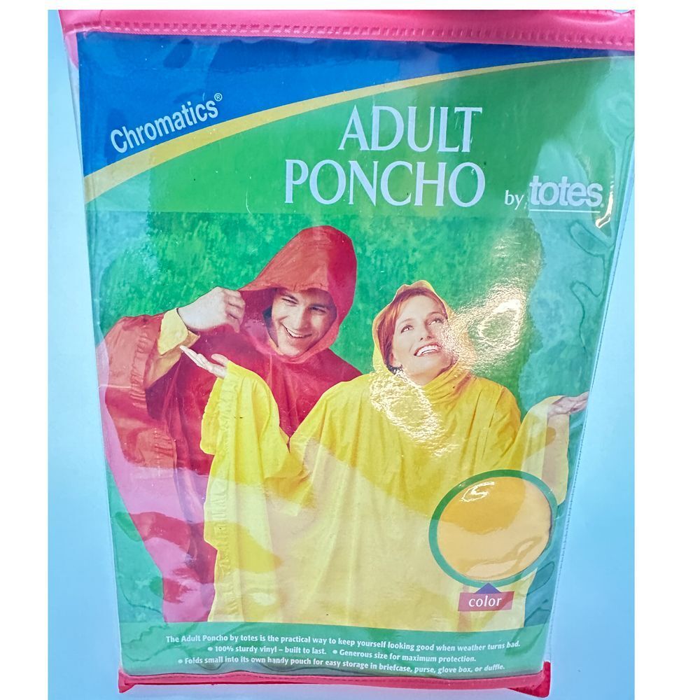 Totes Chromatics Adult Rain Poncho Waterproof Emergency Weather Gear Yellow